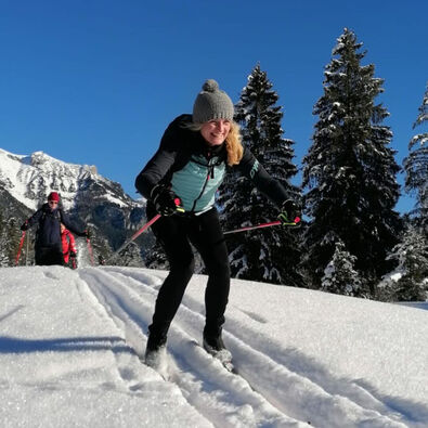 A participant in the 2024 cross-country skiing camp practises in classic style.