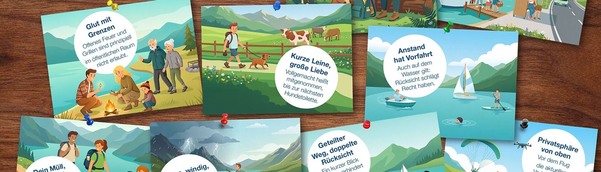 TAKTVOLL - Bergsommer-Knigge Die TAKTVOLL-Bergsommer-Knigge im Überblick – aufbereitet im Comicstil.