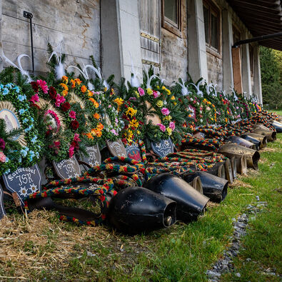 Over several days, farmers and herders make elaborate headdresses using flowers, ribbons, banners, and pictures of saints.