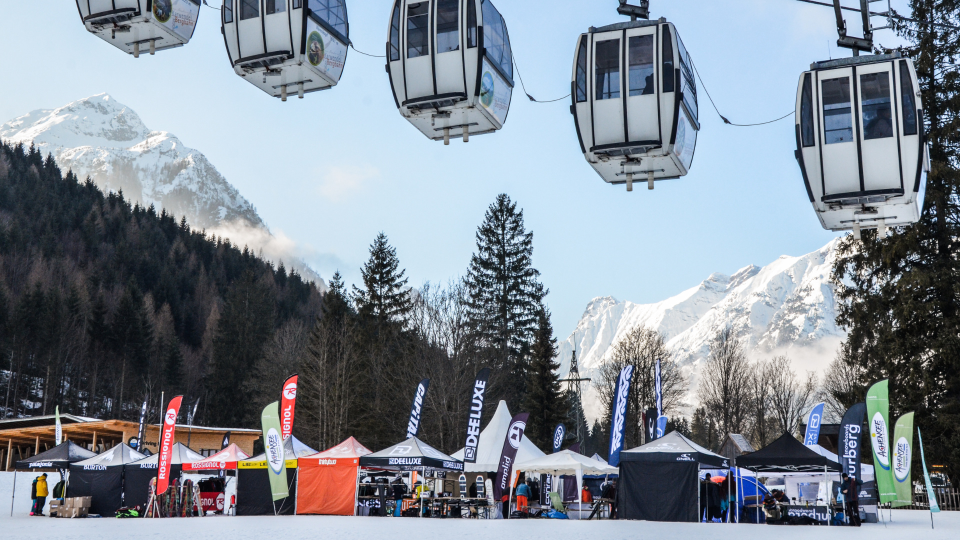 Information booth at the Splitboard Festival at Lake Achensee.