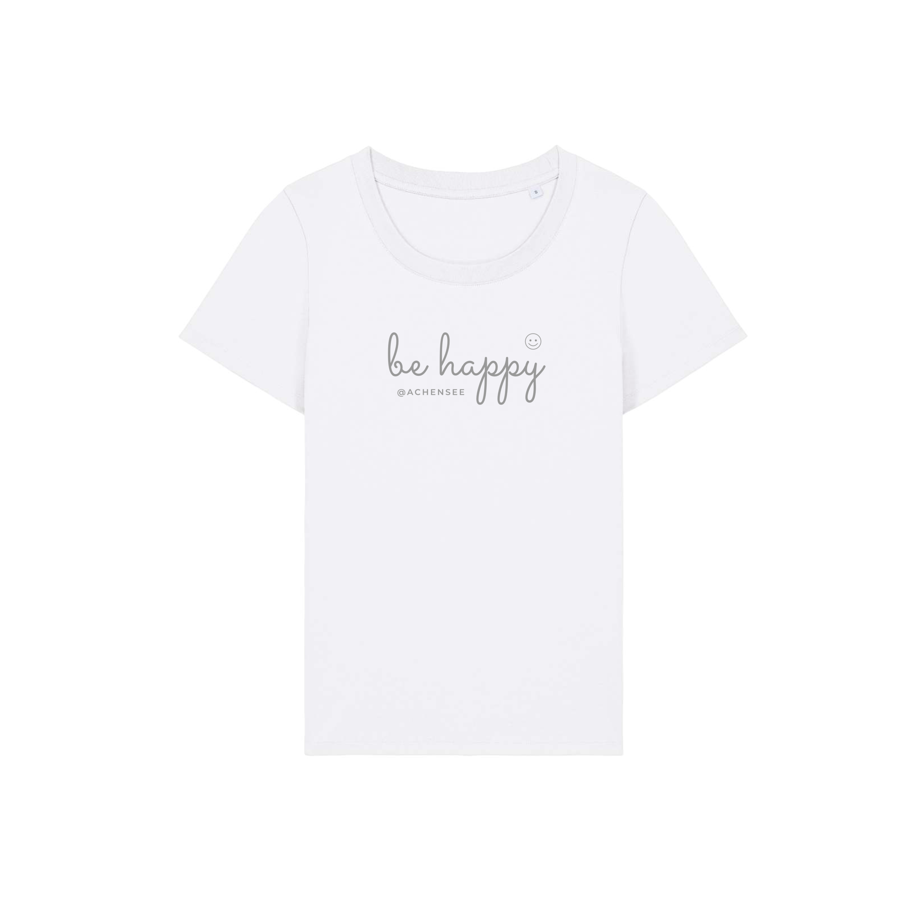 Damen T-Shirt be happy @achensee in weiß Damen T-Shirt "be happy @achensee"