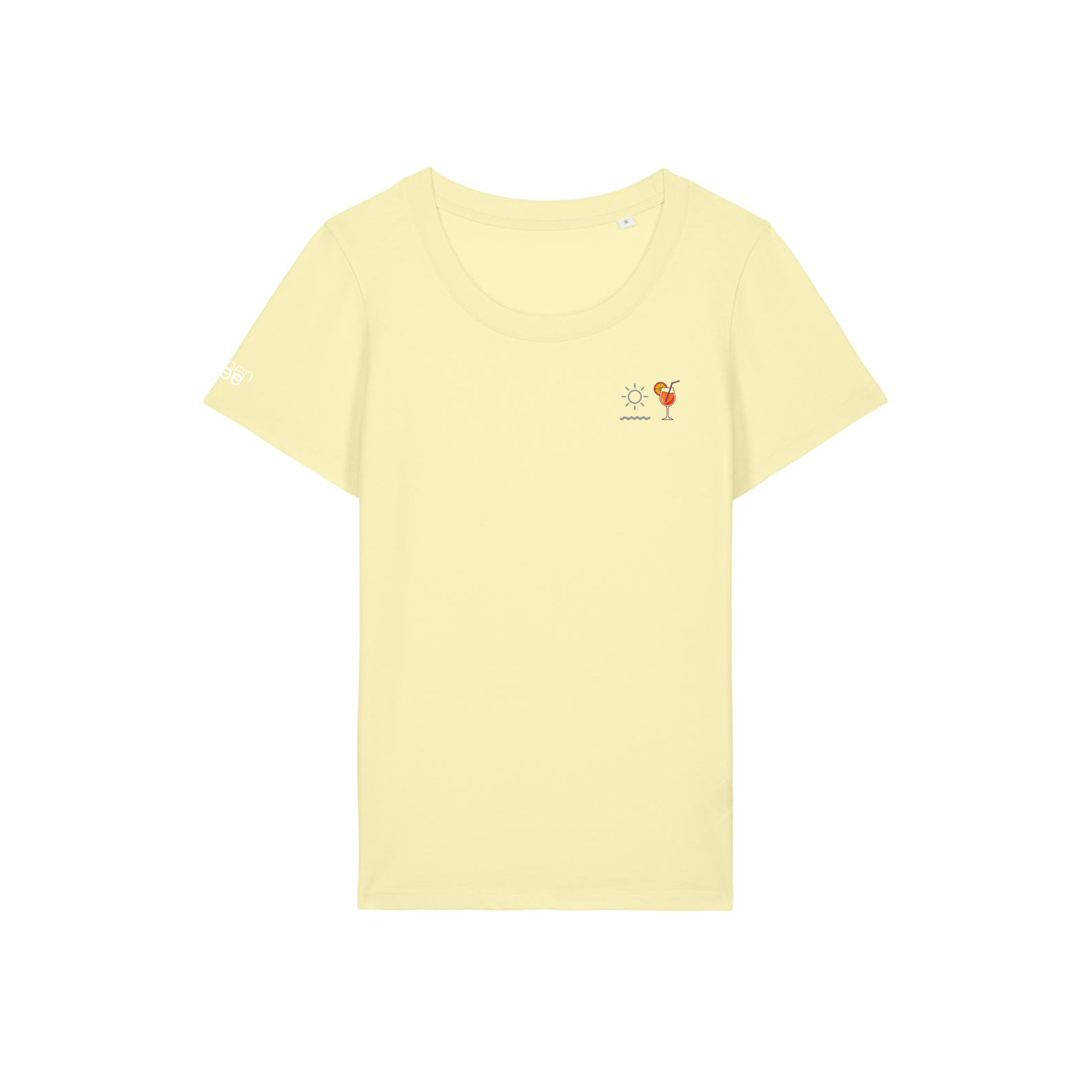 Damen T-Shirt Sun Drink Summer in gelb Damen T-Shirt Sun Drink Summer