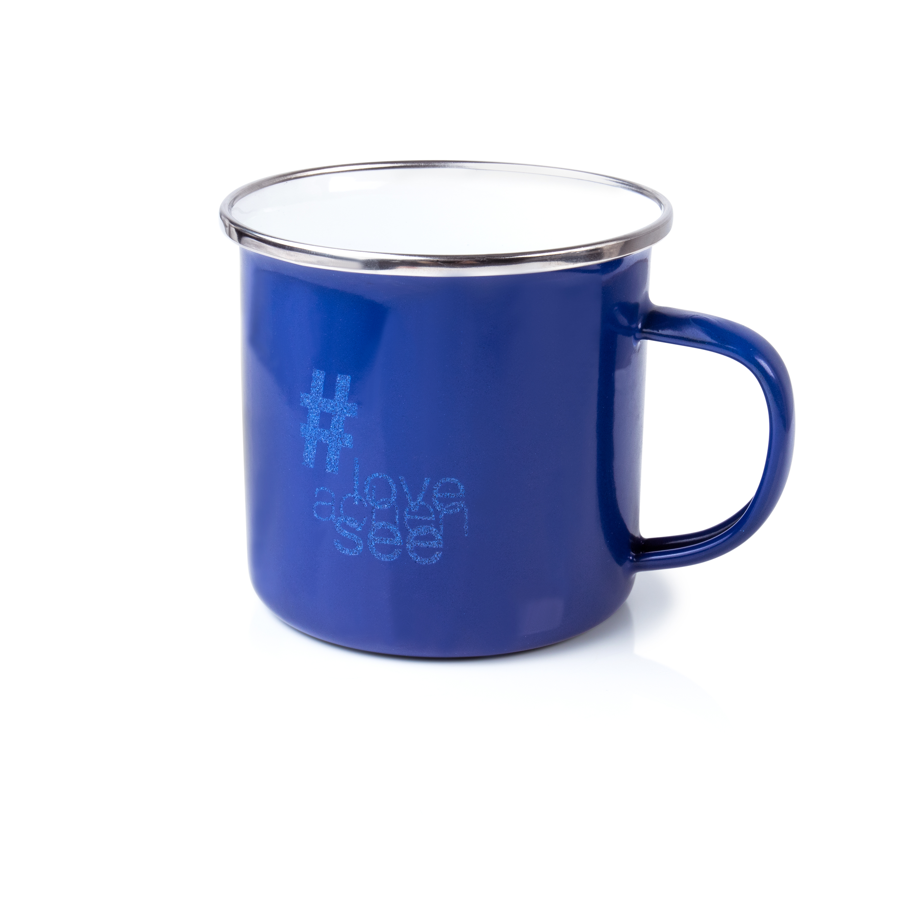 Emaille-Becher #loveachensee in blau Emaille-Becher #loveachensee
