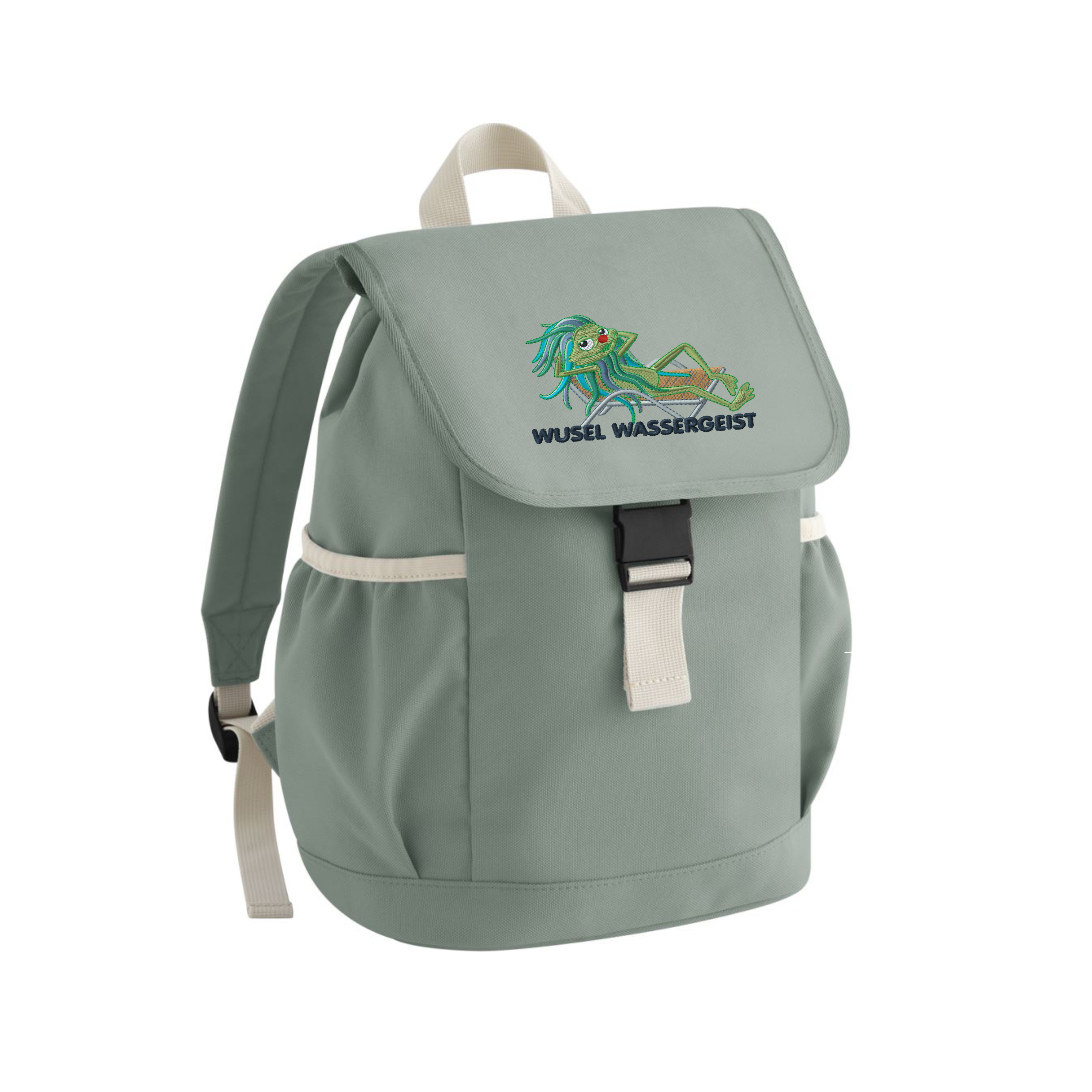 Kinder Rucksack Wusel Wassergeist in naturgrün Kinder Rucksack Wusel Wassergeist