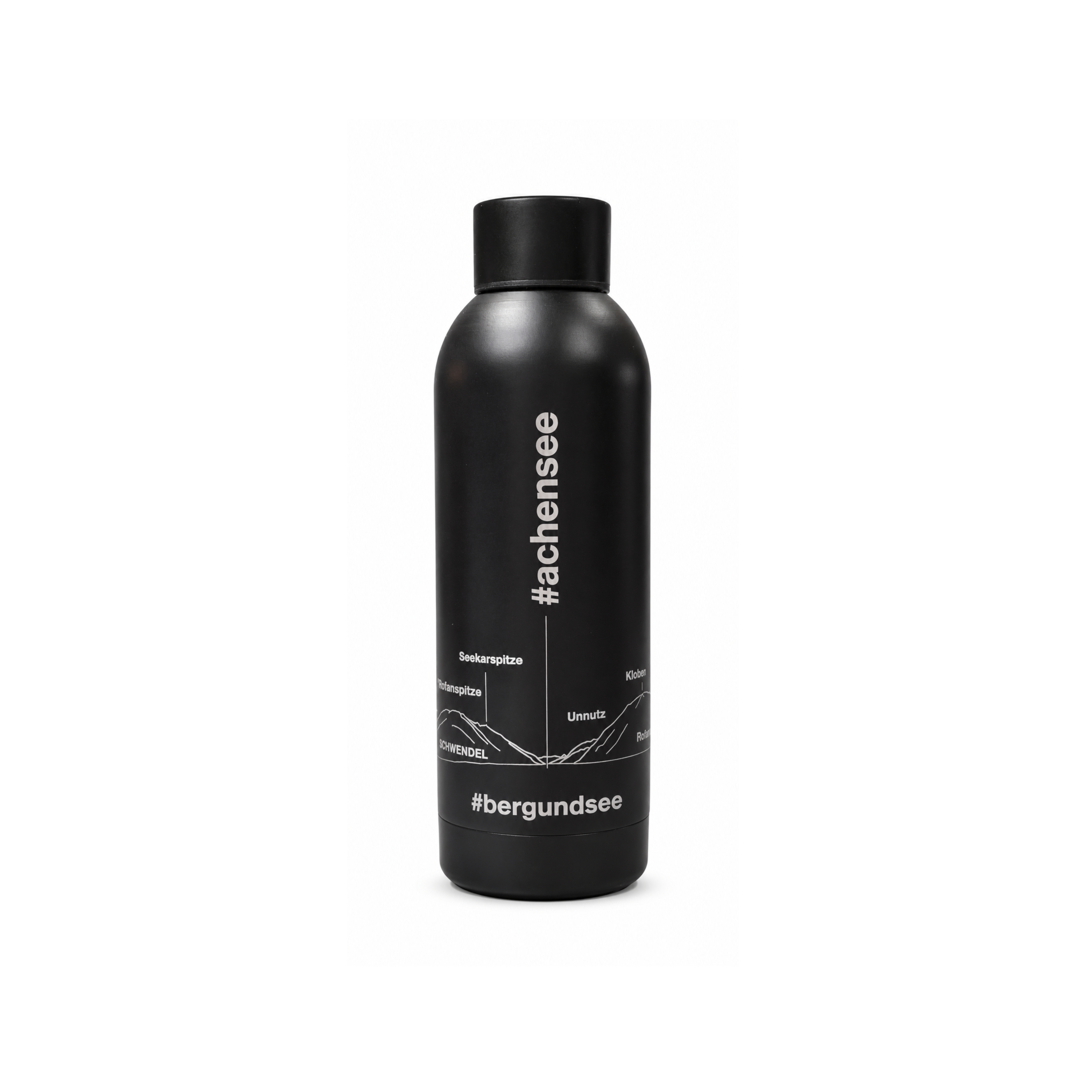 Trinkflasche Deluxe #achensee-berge in schwarz