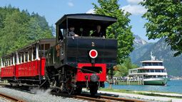 the Achensee steam cog railway at the last station - at Seespitz