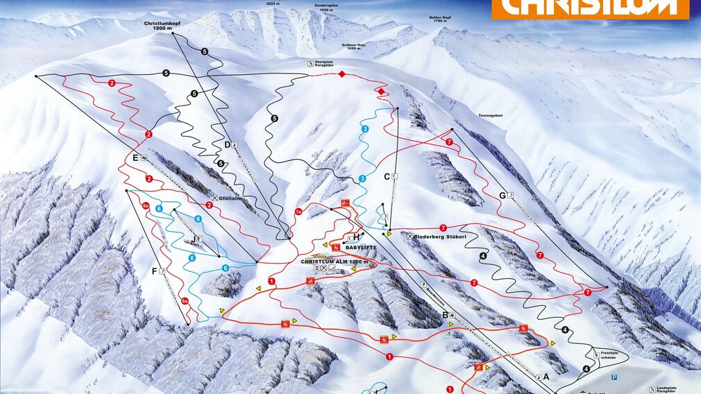 skiers early in the morning in the Christlum ski area not far from the mountain station