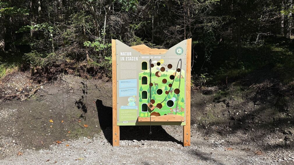 Willkommenstafel & Kugelautomat am Entdeckerpfad Pertisau