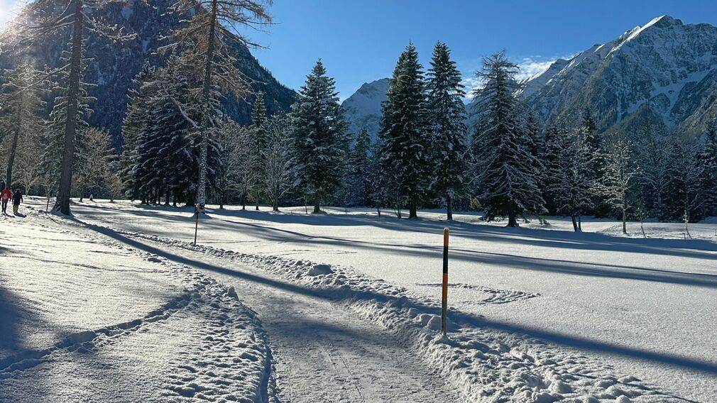 am Beginn des Winterwanderwegs "Kleine Tristenau Runde" in Pertisau