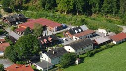 aerial view of the Achensee Museum World in Maurach in summer