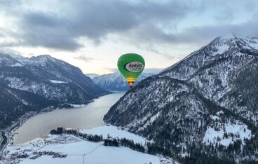 Hot-air balloon ride at Lake Achensee in winter